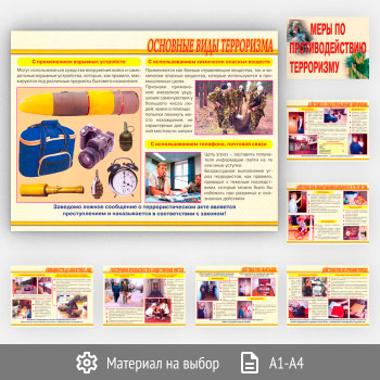 Плакаты «Меры по противодействию терроризму» (АР-05, 8 листов)